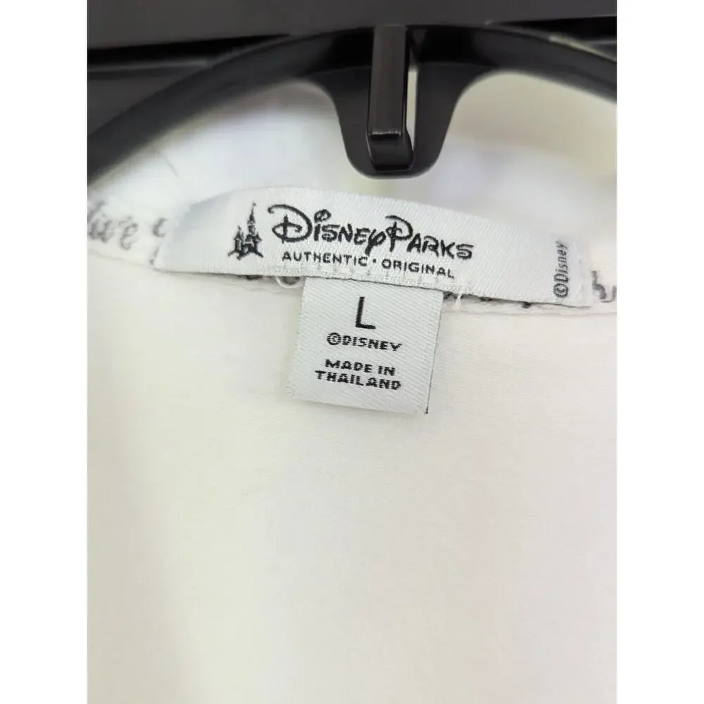Disney Parks Women's Large White PJ Pajama Top Pink Castle Button Up - Picture 6 of 16